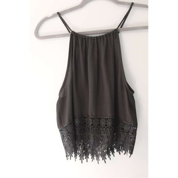 Staring at Stars Tops - Staring at Stars Black Lace Crop Top Staring at Stars Tops - Staring at Stars Black Lace Crop Top